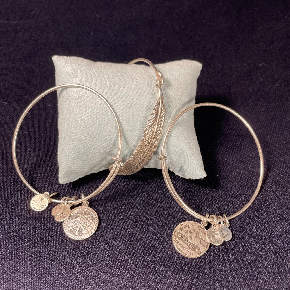 ALEX AND ANI (3) Bracelets. Feather, One Nation - America, Seven Swords. 2014